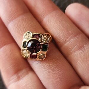 VTG Gold Plated and Multicolor Gemstone Esposito Ring- Size 6.75